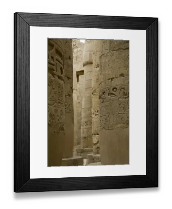 Framed Print : Egypt, Luxor, East Bank, Karnak Temple. Hieroglyphic covered columns in the hypostyle hall Framed Print : Egypt, Luxor, East Bank, Karnak Temple. Hieroglyphic covered columns in the hypostyle hall