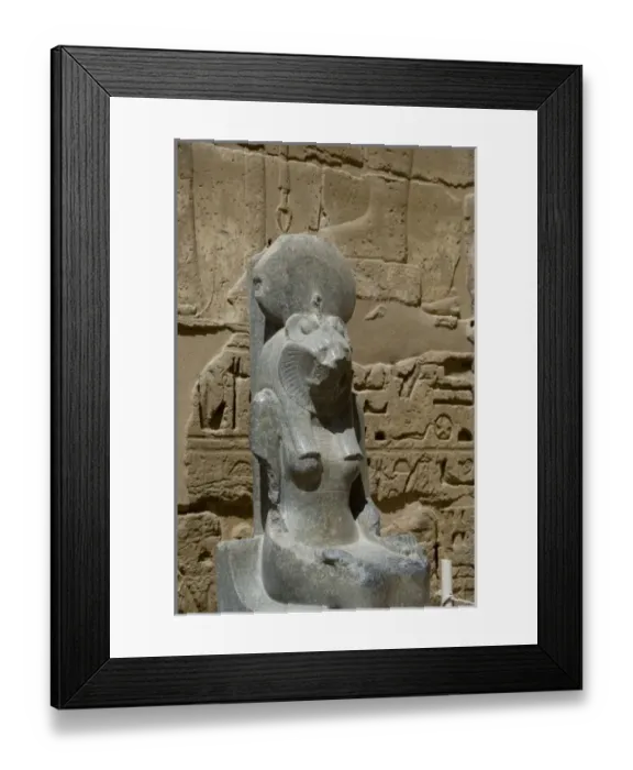 Framed Print : Egypt, Luxor, West Bank, Medinet Habu Temple (aka Djanet). Lion-headed goddess statue