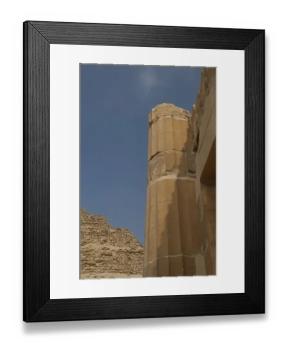 Framed Print : Egypt, Saqqara. House of the North ruins in front of the ancient step pyramid of Zoser