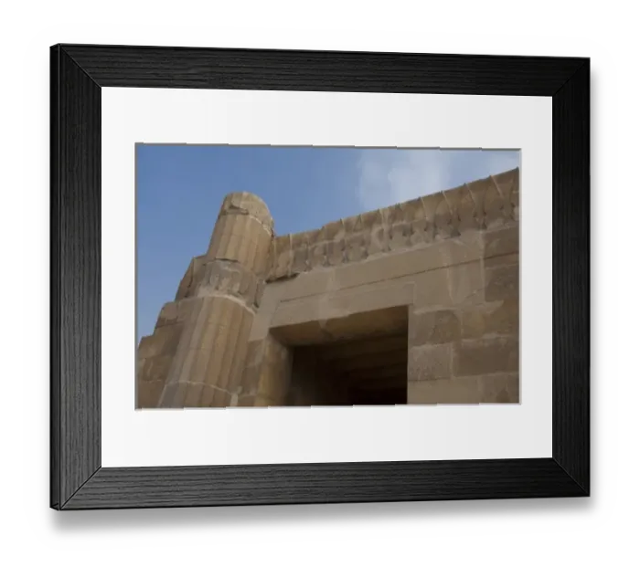 Framed Print : Egypt, Saqqara. House of the North ruins in front of the ancient step pyramid of Zoser