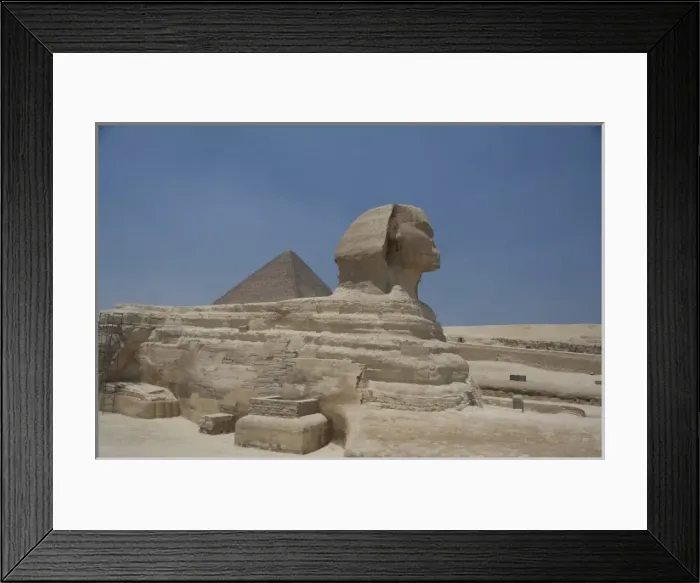 Framed Print : Egypt, Cairo. The Sphinx in front of the Great Pyramids of Giza