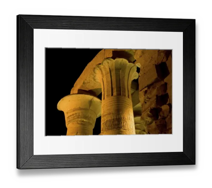 Framed Print : Egypt, Kom Ombo. Illuminated pillars of Kom Ombo Temple dedicated to two Egyptian gods: Sobek Framed Print : Egypt, Kom Ombo. Illuminated pillars of Kom Ombo Temple dedicated to two Egyptian gods: Sobek