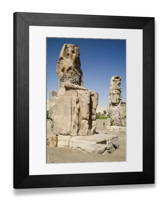 Framed Print : Egypt, Thebes. The six-story-high faceless Colossi of Memnon were badly damaged by Framed Print : Egypt, Thebes. The six-story-high faceless Colossi of Memnon were badly damaged by