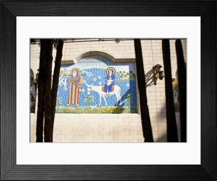 Framed Print : Egypt, Cairo. Mosaic mural of the Holy Family along the Nile after their flight into