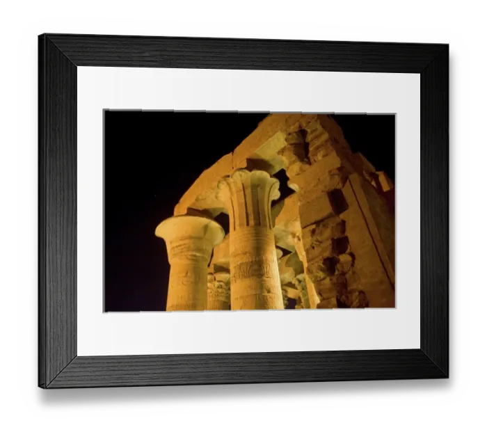 Framed Print : Egypt, Kom Ombo. Illuminated ruins and columns of 2nd Century BC Kom Ombo Temple Framed Print : Egypt, Kom Ombo. Illuminated ruins and columns of 2nd Century BC Kom Ombo Temple