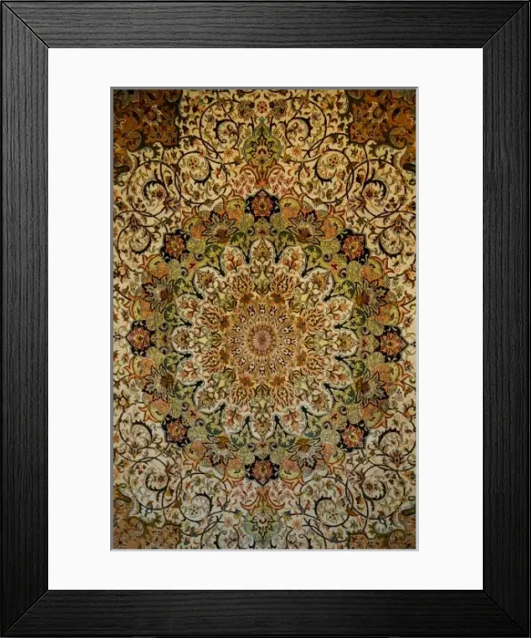Framed Print : Egyptian Rug pattern design just outside of Cairo, Egypt