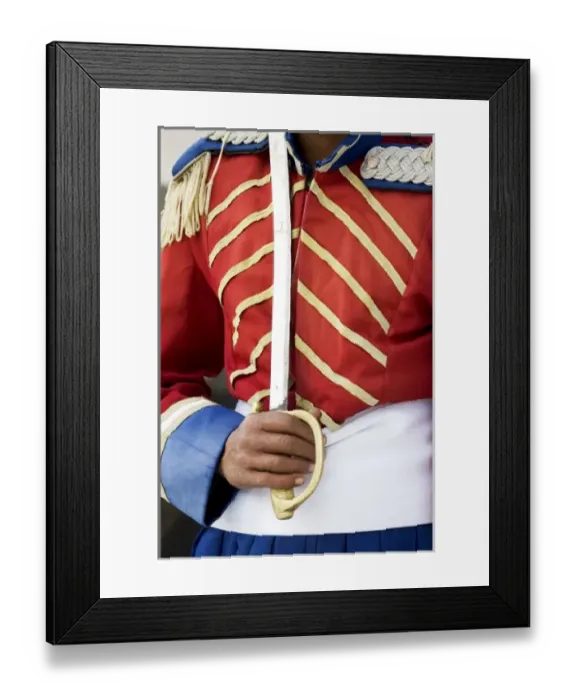 Framed Print : In Cairo a costume of a guard at a tourist stop, Egypt
