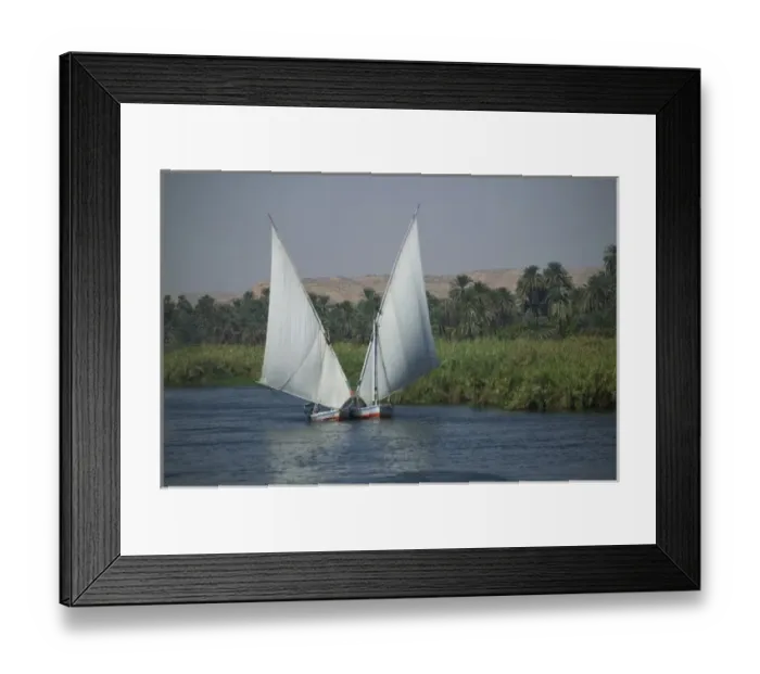 Framed Print : The River Nile and sailing boats used as transportation, Egypt