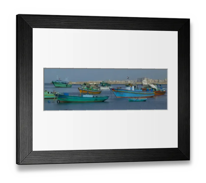 Framed Print : Colorful fishing boats in the Harbor of Alexandria Egypt and the Mediterranean Sea Framed Print : Colorful fishing boats in the Harbor of Alexandria Egypt and the Mediterranean Sea