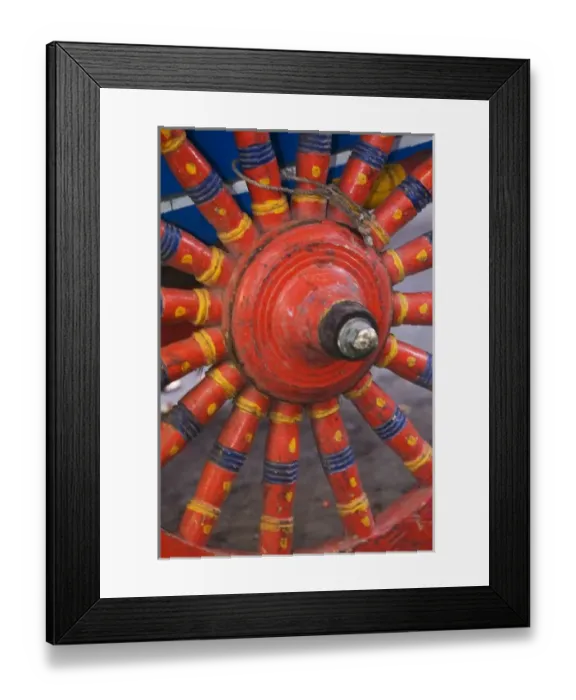 Framed Print : Vendors cart and wheel design of the colorful wooden spokes in Alexandria, Egypt