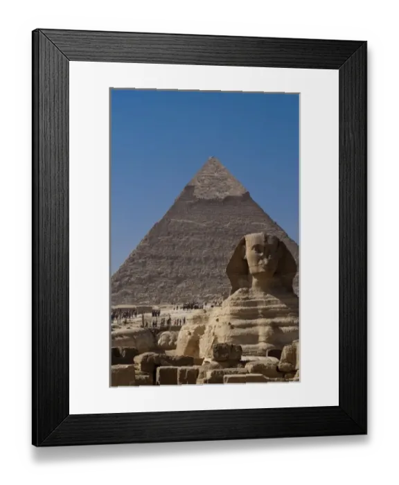 Framed Print : Egypt, Giza. Sphinx and pyramid