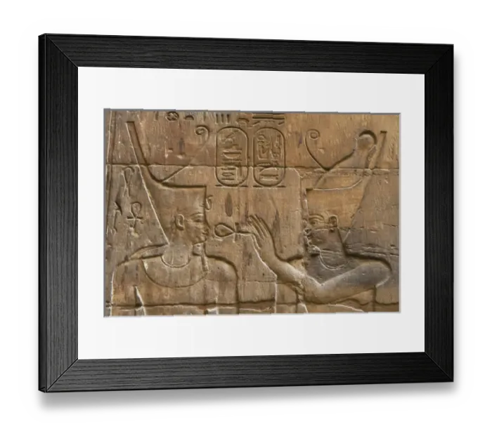 Framed Print : Relief depicting Egyptian divinity giving the Ankh to a pharaoh. Temple of Luxor. Egypt Framed Print : Relief depicting Egyptian divinity giving the Ankh to a pharaoh. Temple of Luxor. Egypt