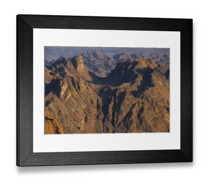 Framed Print : View from Mount Sinai at sunrise, Sinai mountains, Egypt