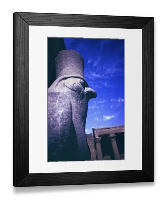 Framed Print : Africa, Egypt. Edfu Temple, Black Granite Statue of Horus