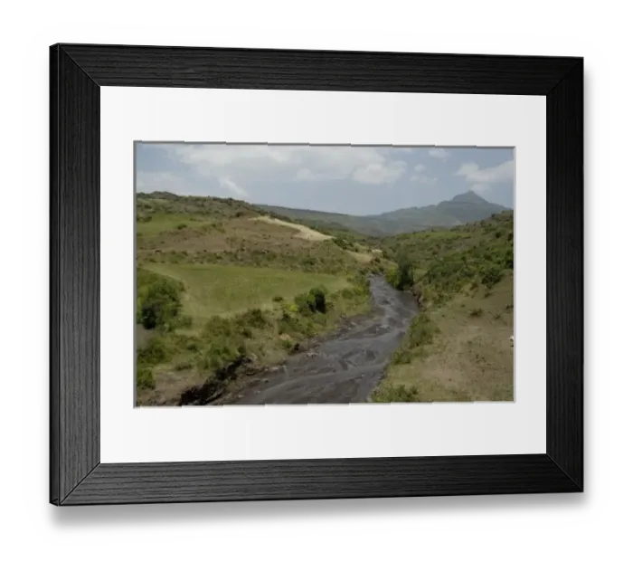 Framed Print : Ethiopia: Lalibela, Blue Nile River Basin, braided riverbed, a tribuatry of the Blue
