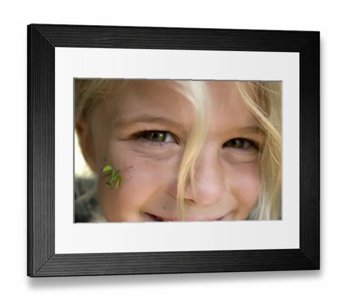 Framed Print : Africa, Kenya. Praying Mantis on young girls face. (MR) Framed Print : Africa, Kenya. Praying Mantis on young girls face. (MR)
