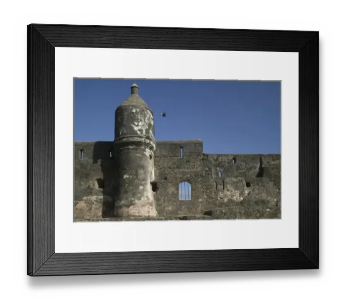 Framed Print : Kenya, Mombasa. Morning sun lights stone walls of Fort Jesus, a fortress first built