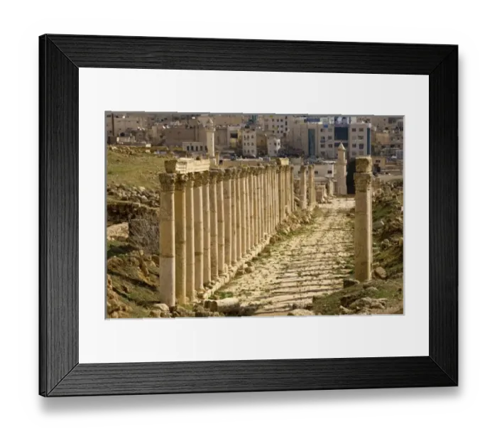Framed Print : Jordan, Jerash. Colonnaded street of the 2, 000-year-old Roman Decapolis city of Jerash Framed Print : Jordan, Jerash. Colonnaded street of the 2, 000-year-old Roman Decapolis city of Jerash