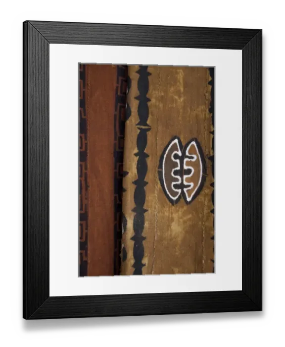 Framed Print : Africa, Gambia. Capital city of Banjul. Typical hand painted African fabric