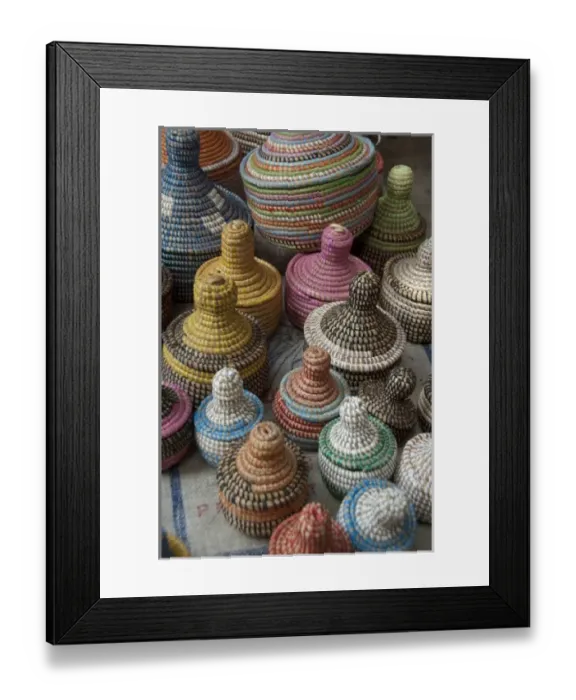 Framed Print : Africa, Gambia. Capital city of Banjul. Colorful hand made straw baskets Framed Print : Africa, Gambia. Capital city of Banjul. Colorful hand made straw baskets