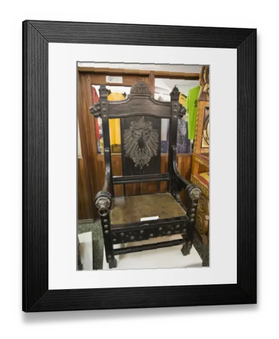 Framed Print : Africa, West Africa, Ghana, Accra. Chair of state of the last German governor of Framed Print : Africa, West Africa, Ghana, Accra. Chair of state of the last German governor of