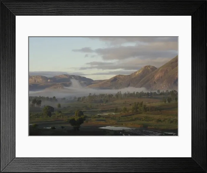 Framed Print : Terraced rice paddies in front of Granite outcrop near Andringitra National Park