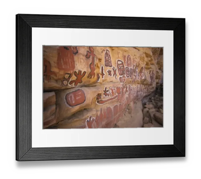 Framed Print : Polychrome painting on the circumcision grotto wall in Songo, Dogon Country, Mali Framed Print : Polychrome painting on the circumcision grotto wall in Songo, Dogon Country, Mali