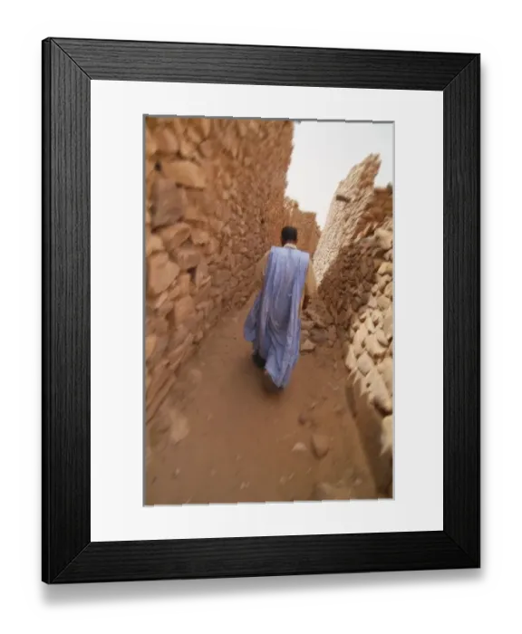 Framed Print : Mauritania, Adrar, Ouadane, Man walking Framed Print : Mauritania, Adrar, Ouadane, Man walking