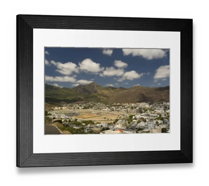 Framed Print : Mauritius, Port Louis. View of Champ de Mars Racecourse from Fort Adelaide, an English Framed Print : Mauritius, Port Louis. View of Champ de Mars Racecourse from Fort Adelaide, an English