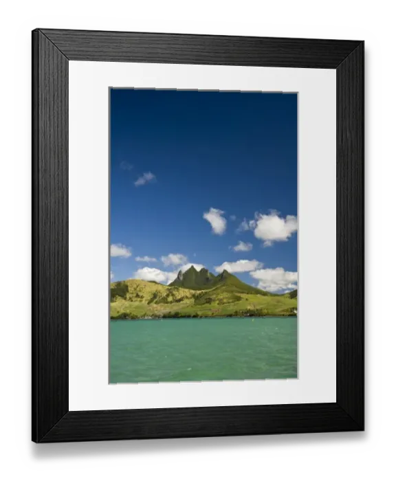 Framed Print : View of impressive Lion Mountains in South Mauritius, Africa Framed Print : View of impressive Lion Mountains in South Mauritius, Africa