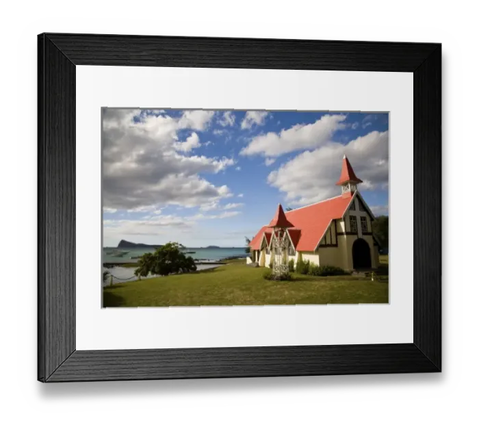 Framed Print : famous Catholic Church with Red Roof Notre Dame Auxiliatrice, cap Malheureux, Mauritius Framed Print : famous Catholic Church with Red Roof Notre Dame Auxiliatrice, cap Malheureux, Mauritius