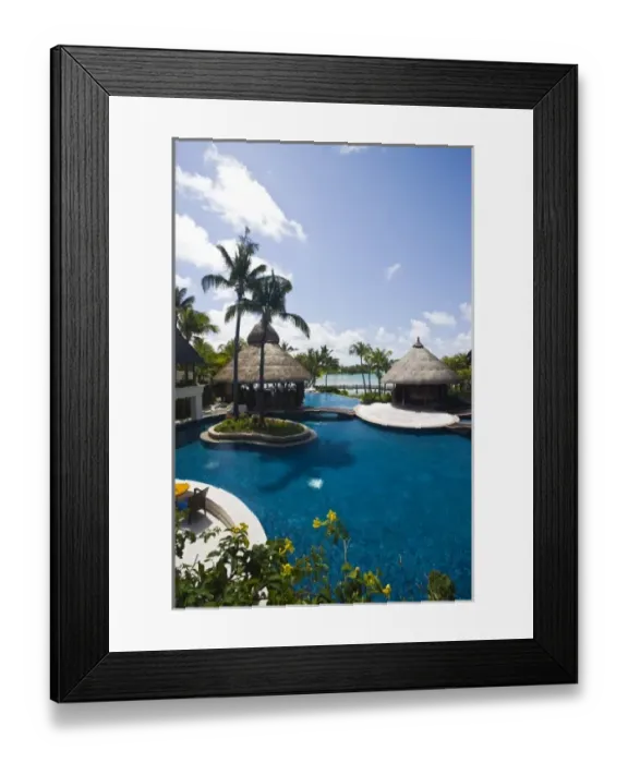 Framed Print : Mauritius, Eastern Mauritius, Trou d Eau Douce, Le Touessrok Resort Hotel, pool