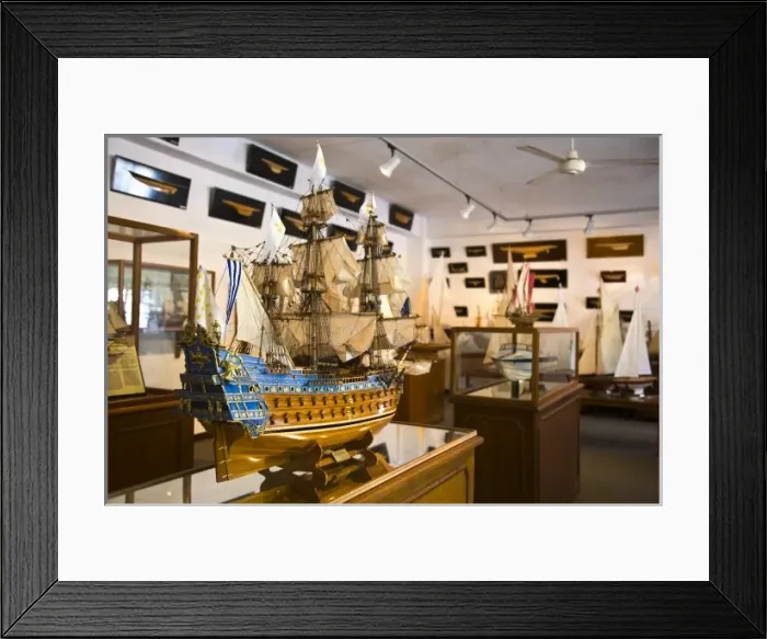 Framed Print : Mauritius, North Mauritius, Goodlands, Model Ship at Historic Marine Models showroom Framed Print : Mauritius, North Mauritius, Goodlands, Model Ship at Historic Marine Models showroom