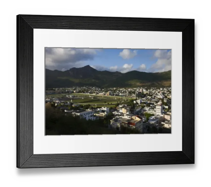 Framed Print : Mauritius, Port Louis, Champ de Mars Racecourse from Fort Adelaide, morning
