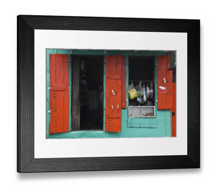 Framed Print : Mauritius, Port Louis, Chinatown, colorful shop front