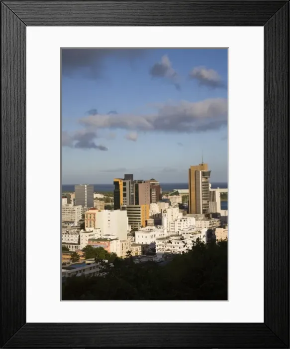 Framed Print : Mauritius, Port Louis, city view from Fort Adelaide, dawn Framed Print : Mauritius, Port Louis, city view from Fort Adelaide, dawn