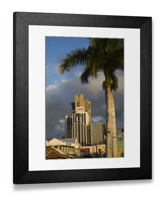 Framed Print : Mauritius, Port Louis, financial district, sunset Framed Print : Mauritius, Port Louis, financial district, sunset
