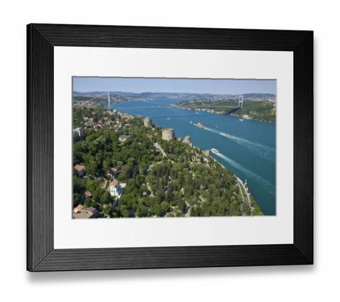 Framed Print : European Fortress and Fatih Sultan Mehmet Bridge over Bosphorus, aerial, Istanbul Framed Print : European Fortress and Fatih Sultan Mehmet Bridge over Bosphorus, aerial, Istanbul