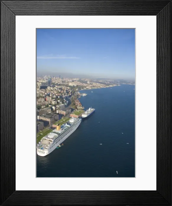 Framed Print : Cruise ship moored at the Thracian side of the Bosphorus, aerial, Istanbul - 2010 Framed Print : Cruise ship moored at the Thracian side of the Bosphorus, aerial, Istanbul - 2010