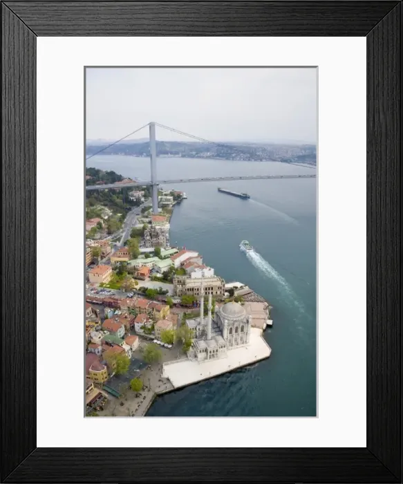 Framed Print : The Bosphorus Bridge and Ortakoy Great Mecidiye Mosque, aerial, Istanbul - 2010 European Framed Print : The Bosphorus Bridge and Ortakoy Great Mecidiye Mosque, aerial, Istanbul - 2010 European
