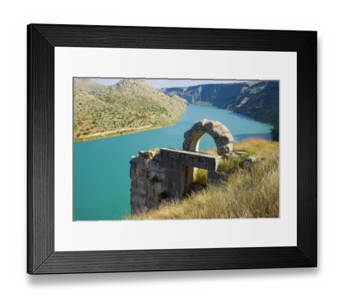 Framed Print : Rumkale near Halfeti by the reservoir lake of Birecik dam on the Euphrates river