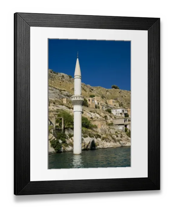 Framed Print : Former Savasan Village, flooded by the reservoir lake of Birecik Dam on the Euphrates river Framed Print : Former Savasan Village, flooded by the reservoir lake of Birecik Dam on the Euphrates river