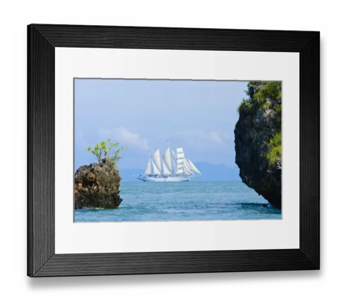 Framed Print : Thailand, Andaman Sea. Star Fyer clipper ship in the Ao Phang Nga Islands in hte Andaman Sea Framed Print : Thailand, Andaman Sea. Star Fyer clipper ship in the Ao Phang Nga Islands in hte Andaman Sea