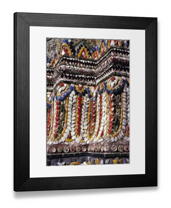 Framed Print : Thailland, Bangkok. Colorful tiles decorate the prangs at the Temple of Dawn, or Wat Arun