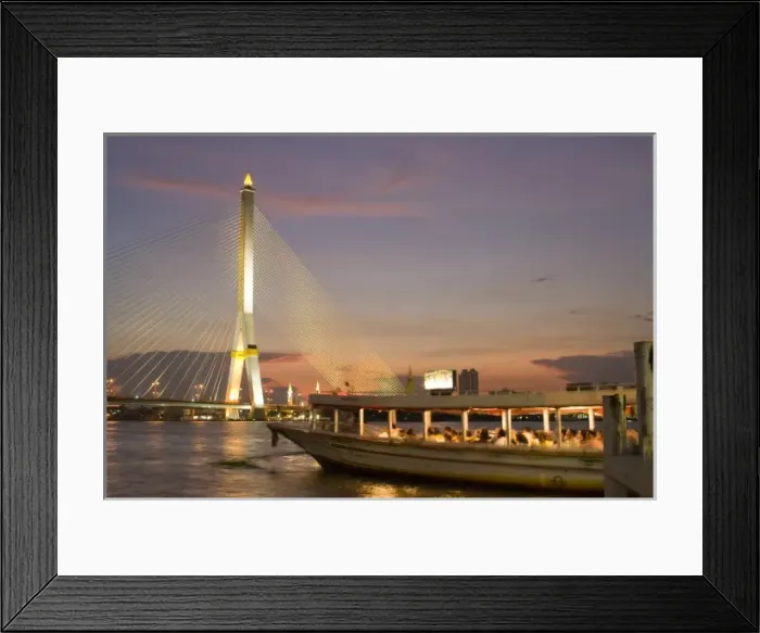 Framed Print : River ferry, Rama VIII Bridge Chao Praya River Bangkok Framed Print : River ferry, Rama VIII Bridge Chao Praya River Bangkok