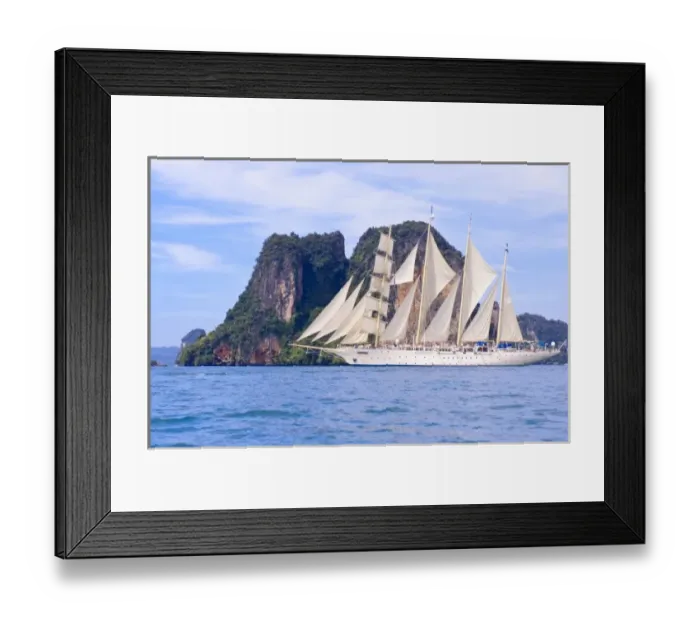 Framed Print : Thailand, Andaman Sea. Star Fyer clipper ship in the Ao Phang Nga Islands in hte Andaman Sea
