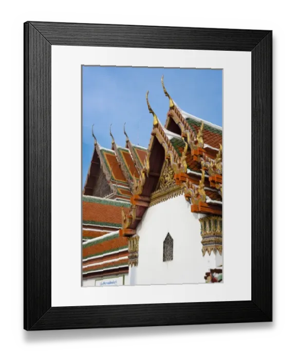 Framed Print : Bangkok, Thailand - Temple facade with ornate roofing at Wat Phra Kaeo Framed Print : Bangkok, Thailand - Temple facade with ornate roofing at Wat Phra Kaeo