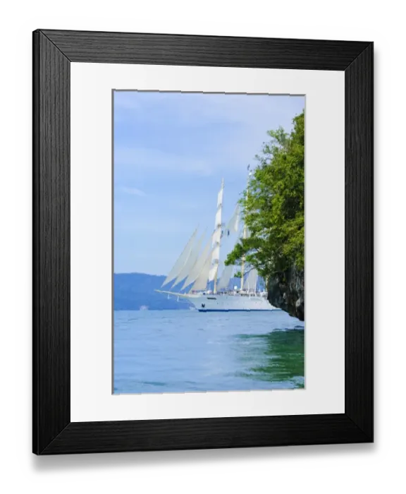 Framed Print : Thailand, Andaman Sea. Star Fyer clipper ship in the Ao Phang Nga Islands in hte Andaman Sea