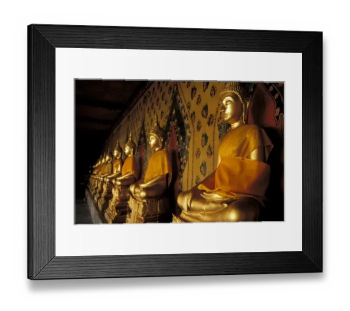 Framed Print : Asia, Thailand, Bangkok. Wat Arun (Temple of Dawn), gallery of golden buddhas Framed Print : Asia, Thailand, Bangkok. Wat Arun (Temple of Dawn), gallery of golden buddhas