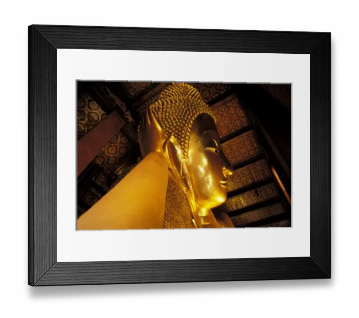Framed Print : Asia, Thailand, Bangkok. Wat Po, Golden reclining Buddha